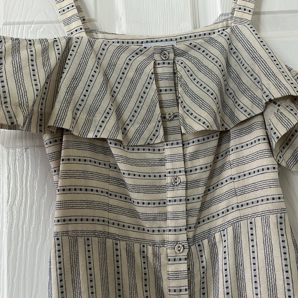 NWT J.O.A. Cold Shoulder Dress in Ivory & Blue | Revolve - Picture 6 of 12